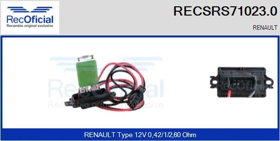 Resistor, interior blower (RECSRS71023.0)
