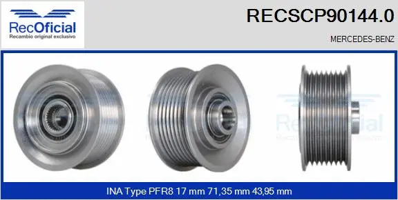 Belt Pulley, alternator (RECSCP90144.0)