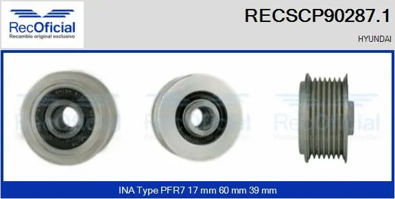 Belt Pulley, alternator (RECSCP90287.1)