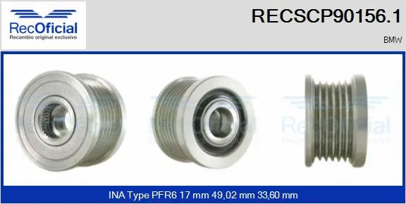 Belt Pulley, alternator (RECSCP90156.1)