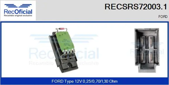 Resistor, interior blower (RECSRS72003.1)