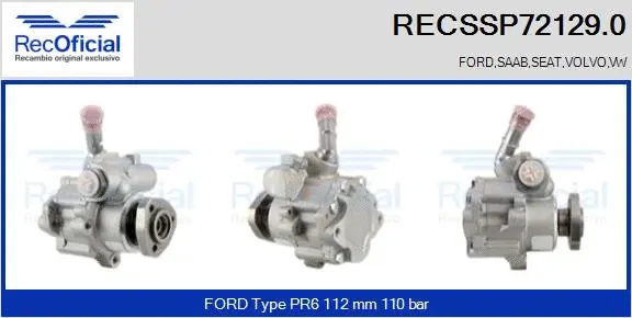 Hydraulic Pump, steering (RECSSP72129.0)
