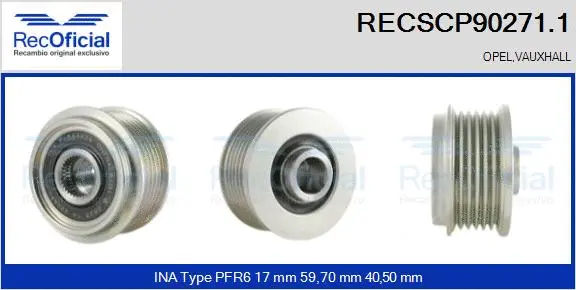 Belt Pulley, alternator (RECSCP90271.1)