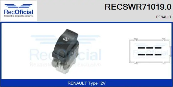 Switch, window regulator (RECSWR71019.0)