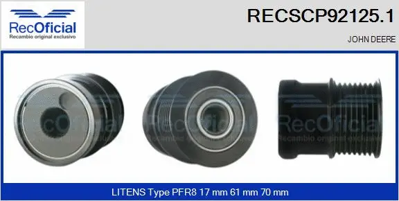 Belt Pulley, alternator (RECSCP92125.1)