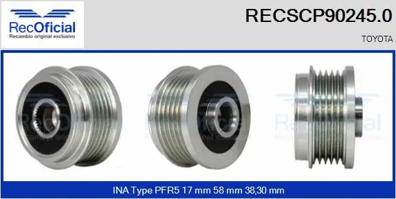 Belt Pulley, alternator (RECSCP90245.0)