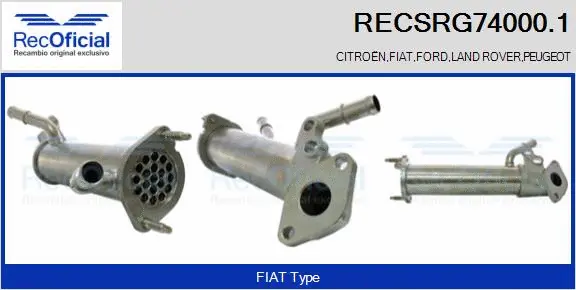 Cooler, exhaust gas recirculation (RECSRG74000.1)