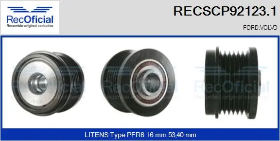 Belt Pulley, alternator (RECSCP92123.1)