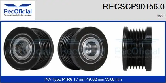 Belt Pulley, alternator (RECSCP90156.0)