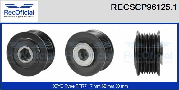 Belt Pulley, alternator (RECSCP96125.1)