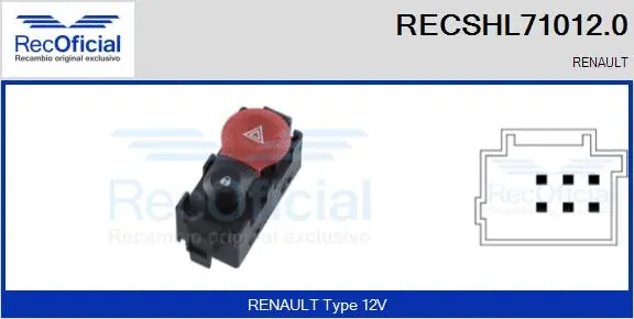 Hazard Warning Light Switch (RECSHL71012.0)