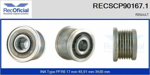 Belt Pulley, alternator (RECSCP90167.1)