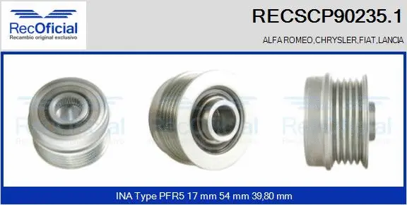 Belt Pulley, alternator (RECSCP90235.1)
