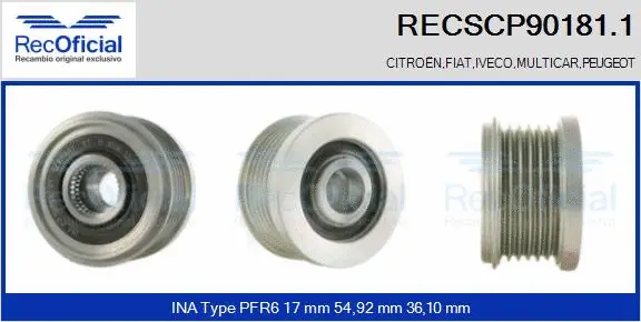 Belt Pulley, alternator (RECSCP90181.1)