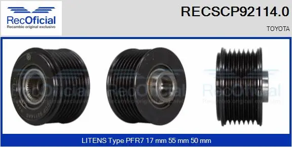 Belt Pulley, alternator (RECSCP92114.0)