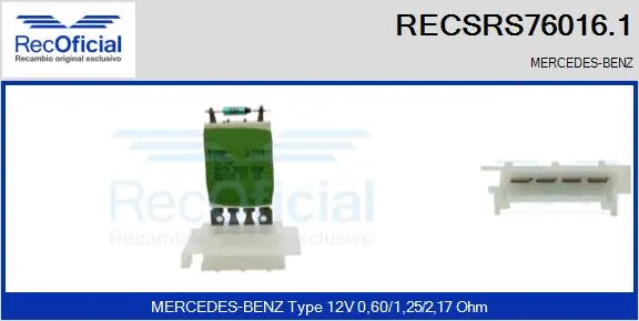 Resistor, interior blower (RECSRS76016.1)