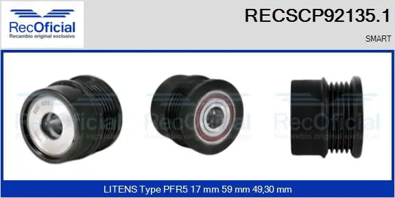 Belt Pulley, alternator (RECSCP92135.1)