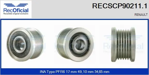 Belt Pulley, alternator (RECSCP90211.1)