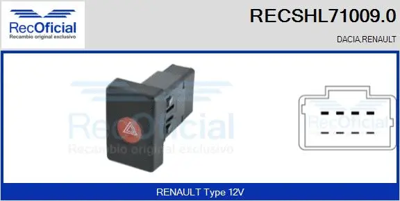 Hazard Warning Light Switch (RECSHL71009.0)