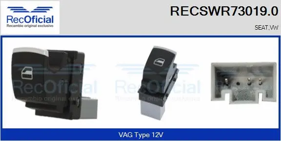 Switch, window regulator (RECSWR73019.0)