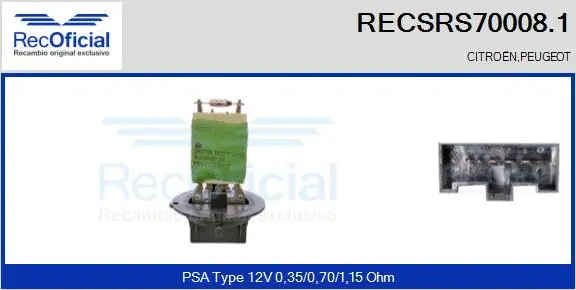 Resistor, interior blower (RECSRS70008.1)