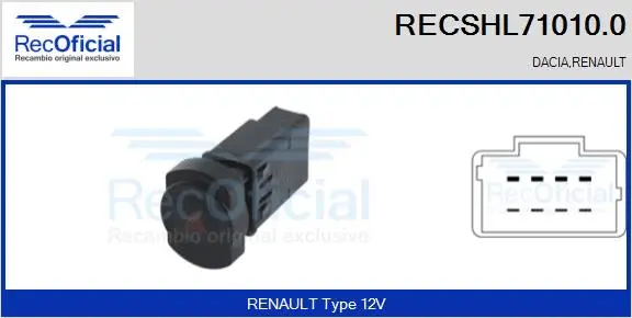 Hazard Warning Light Switch (RECSHL71010.0)