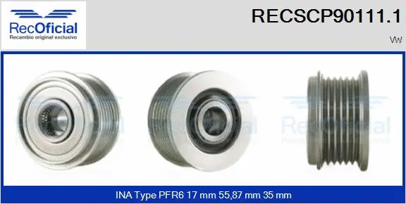 Belt Pulley, alternator (RECSCP90111.1)