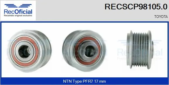 Belt Pulley, alternator (RECSCP98105.0)