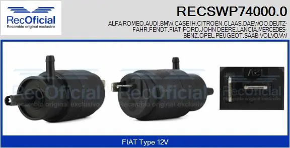Washer Fluid Pump, window cleaning (RECSWP74000.0)