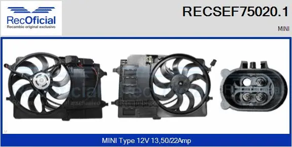 Electric Motor, radiator fan (RECSEF75020.1)