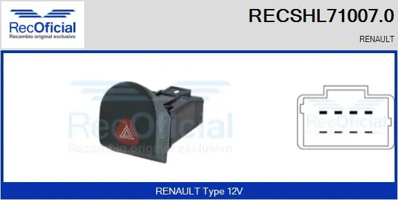 Hazard Warning Light Switch (RECSHL71007.0)