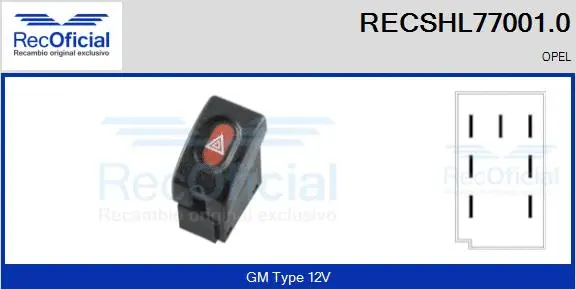 Hazard Warning Light Switch (RECSHL77001.0)