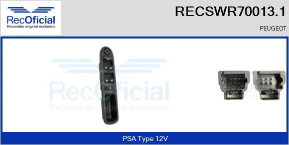 Switch, window regulator (RECSWR70013.1)