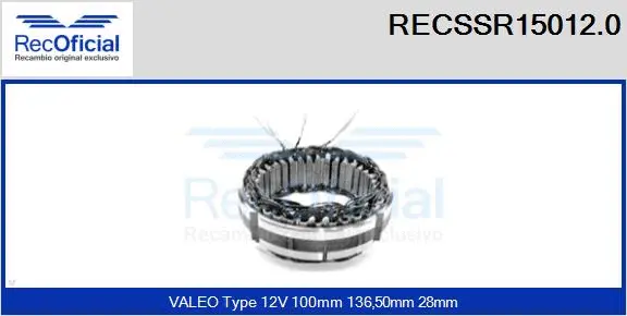 Stator, alternator (RECSSR15012.0)