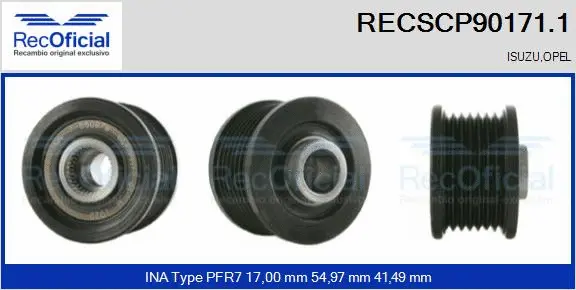 Belt Pulley, alternator (RECSCP90171.1)
