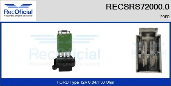 Resistor, interior blower (RECSRS72000.0)