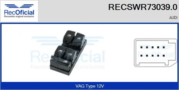 Switch, window regulator (RECSWR73039.0)
