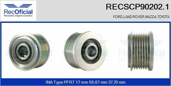 Belt Pulley, alternator (RECSCP90202.1)