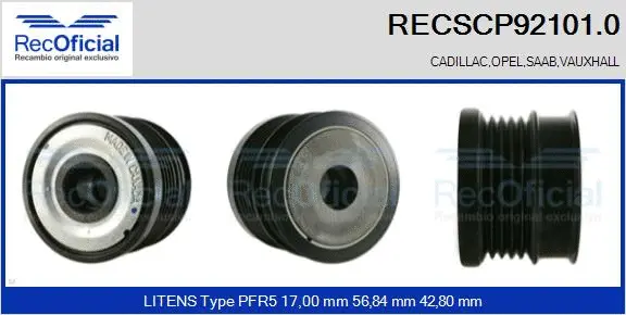 Belt Pulley, alternator (RECSCP92101.0)