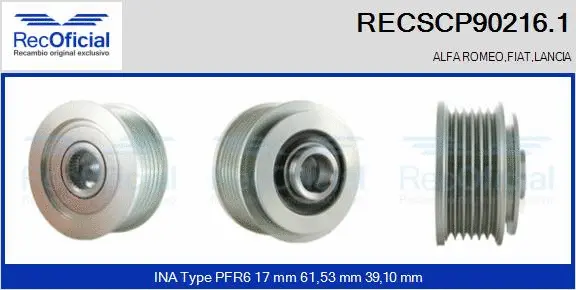 Belt Pulley, alternator (RECSCP90216.1)