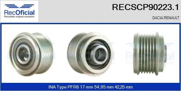 Belt Pulley, alternator (RECSCP90223.1)