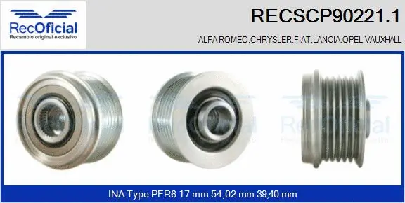 Belt Pulley, alternator (RECSCP90221.1)