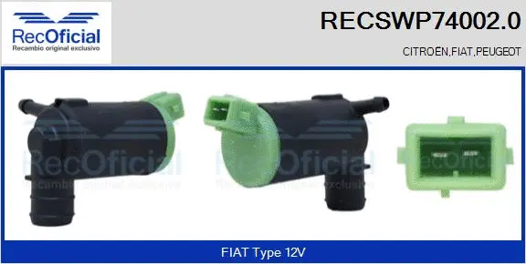 Washer Fluid Pump, window cleaning (RECSWP74002.0)