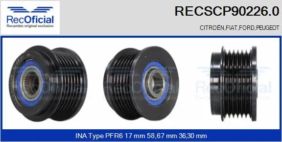 Belt Pulley, alternator (RECSCP90226.0)