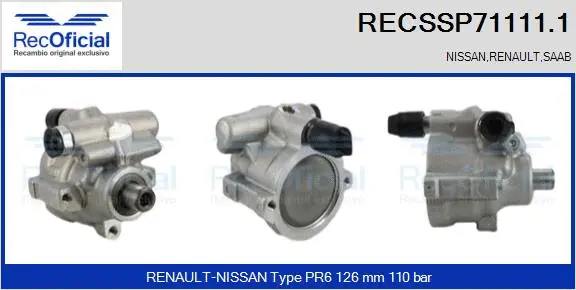 Hydraulic Pump, steering (RECSSP71111.1)