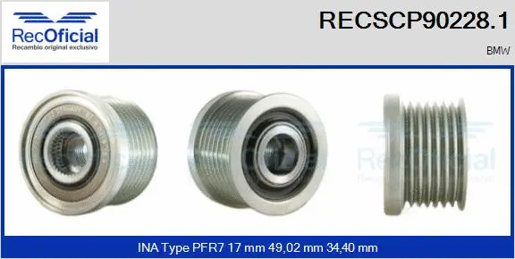 Belt Pulley, alternator (RECSCP90228.1)