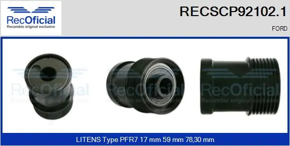 Belt Pulley, alternator (RECSCP92102.1)