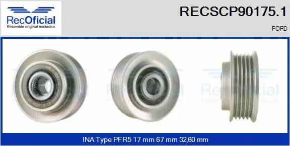 Belt Pulley, alternator (RECSCP90175.1)