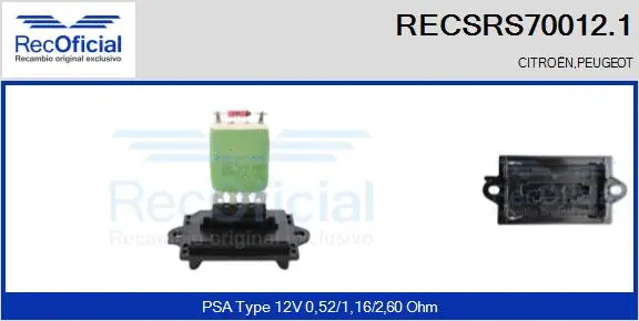 Resistor, interior blower (RECSRS70012.1)