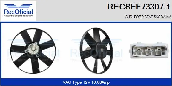 Fan, engine cooling (RECSEF73307.1)